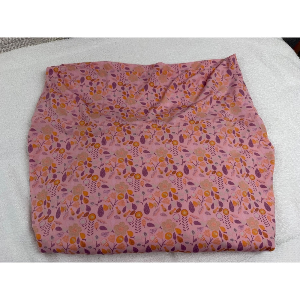LuLaRoe Pink Floral Maxi Skirt Womens Large Orange Purple Leaf Print Stretchy